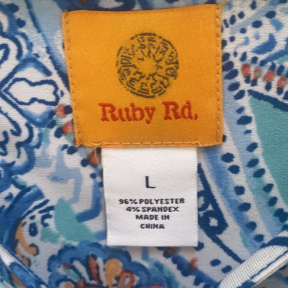 Ruby Rd womens Large Elegant Blue Paisley Dress with criss cross neckline detail - Picture 3 of 7